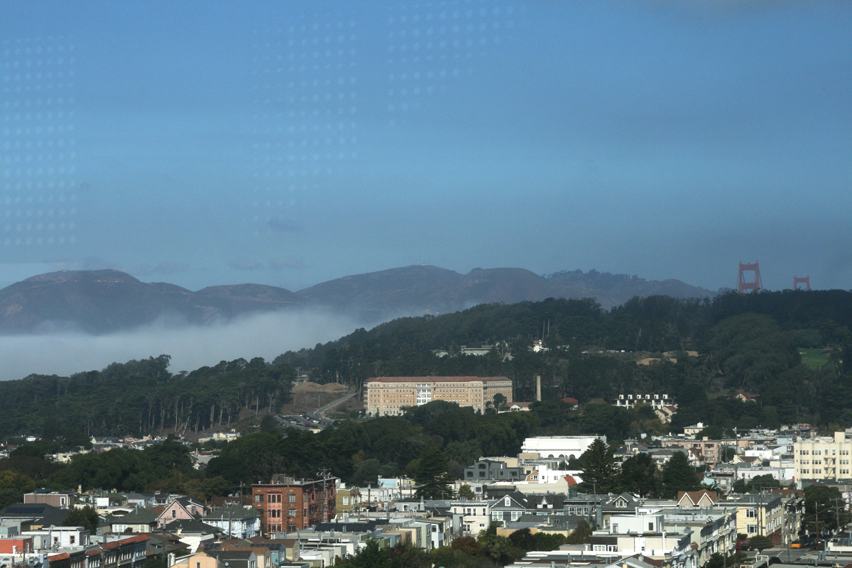 Fog lingers in the Golden Gate.