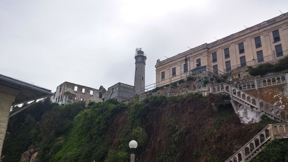 Getting to the main buildings on Alcatraz is a hike in itself.
